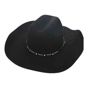 El General 50X‎ Limited Edition Black Wool Cowboy Hat Rhinestone Band Mens 7 1/8